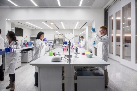Scientists working in a lab conducting research 